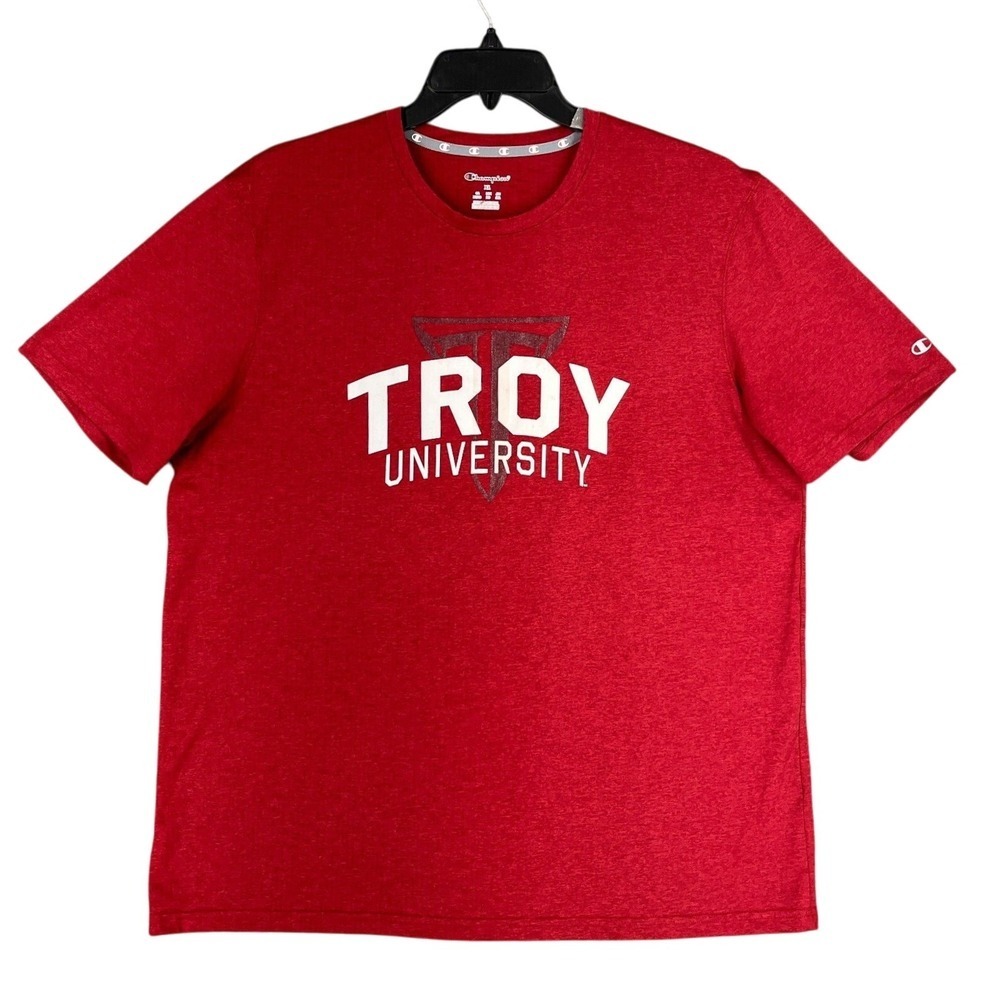 Troy University Shirt Mens XL Red‎ Champion Graphic Tee Collegiate Sporty Casual